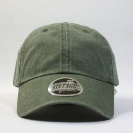 Baseball Caps Vintage Washed Dyed Cotton Twill Low Profile Adjustable Baseball Cap - Tp Olive Green - CA12MYABYPR $12.57