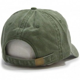 Baseball Caps Vintage Washed Dyed Cotton Twill Low Profile Adjustable Baseball Cap - Tp Olive Green - CA12MYABYPR $12.57