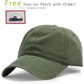 Baseball Caps Vintage Washed Dyed Cotton Twill Low Profile Adjustable Baseball Cap - Tp Olive Green - CA12MYABYPR $12.57