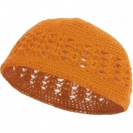 Skullies & Beanies Knitted Head Beanie Hand Crocheted - Orange - CJ12NA9J398 $9.44