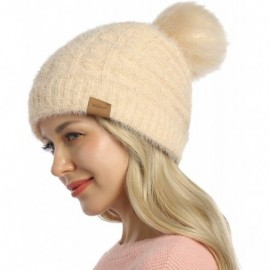 Skullies & Beanies Womens Slouchy Chenille Detachable - Beige-a - CV18WW0MZ6C $9.52