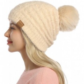 Skullies & Beanies Womens Slouchy Chenille Detachable - Beige-a - CV18WW0MZ6C $9.52