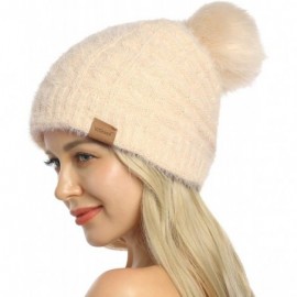 Skullies & Beanies Womens Slouchy Chenille Detachable - Beige-a - CV18WW0MZ6C $9.52