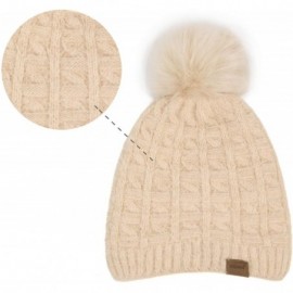 Skullies & Beanies Womens Slouchy Chenille Detachable - Beige-a - CV18WW0MZ6C $9.52