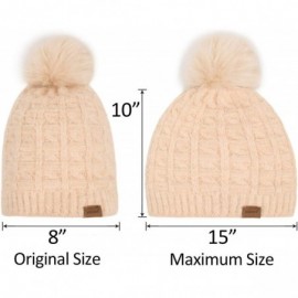 Skullies & Beanies Womens Slouchy Chenille Detachable - Beige-a - CV18WW0MZ6C $9.52