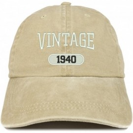 Baseball Caps Vintage 1940 Embroidered 80th Birthday Soft Crown Washed Cotton Cap - Khaki - CN180WTR2T2 $21.74