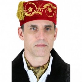 Newsboy Caps Men's Deluxe Velvet Embroidered Smoking Cap - Red - CY12080599Z $32.51