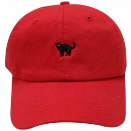 Baseball Caps Small Black Cat Cotton Baseball Cap - Red - CR12JDB117T $11.19