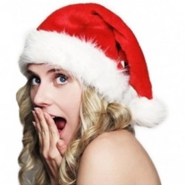 Skullies & Beanies Adult Unisex Christmas Velvet Santa hat with Premium Plush Trim - CA186DIDLL9 $33.38