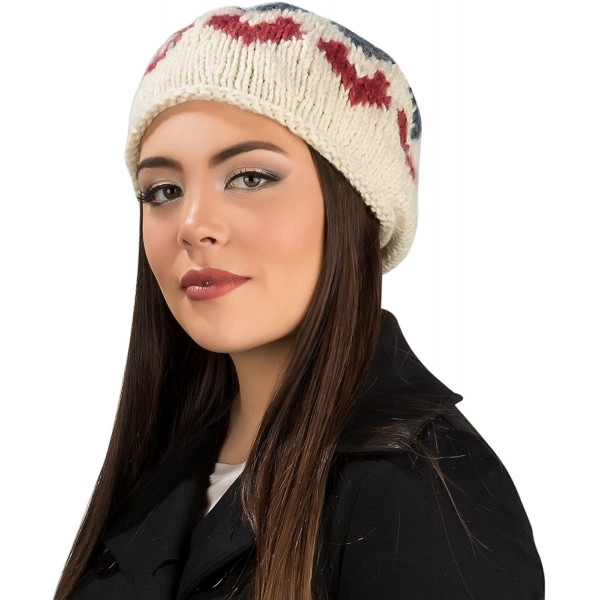 Berets Women Ladies French Classic Beret Chunky Knit Knitted Braided Beanie Cap - Biege - C212BPPYW4P $11.43