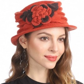 Berets Women's Winter Warm 100% Wool Beret Beanie Cloche Bucket Hat - Orange - C718YCE0XCD $17.99