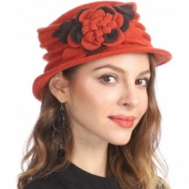 Berets Women's Winter Warm 100% Wool Beret Beanie Cloche Bucket Hat - Orange - C718YCE0XCD $17.99