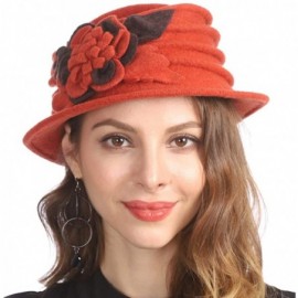 Berets Women's Winter Warm 100% Wool Beret Beanie Cloche Bucket Hat - Orange - C718YCE0XCD $17.99