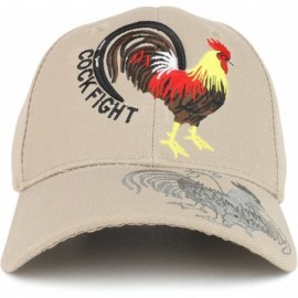 Baseball Caps Rooster Cock Fight Embroidered Structured Baseball Cap - Khaki - CB1809I6TL4 $16.63