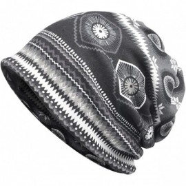 Skullies & Beanies Slouchy Beanie Skull Cap Hat Infinity Scarf Soft Chemo Hats for Cancer - Black/Grey - CZ1886XQMY5 $11.76