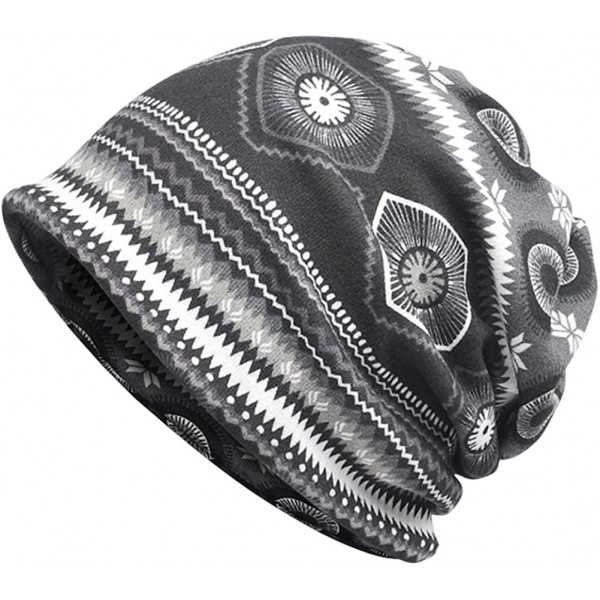 Skullies & Beanies Slouchy Beanie Skull Cap Hat Infinity Scarf Soft Chemo Hats for Cancer - Black/Grey - CZ1886XQMY5 $11.76