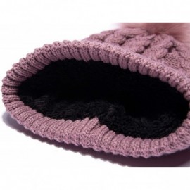 Skullies & Beanies Womens Winter Knit Slouchy Beanie Hat Warm Skull Ski Cap Faux Fur Pompom Hats for Women - Pink - CI18ZUX2S...