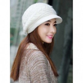 Skullies & Beanies Winter Hats for Women Girls Warm Wool Knit Snow Ski Skull Cap with Visor - _Hat and Gloves(white) - CV185W...
