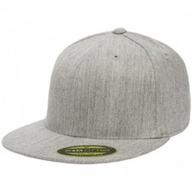 Baseball Caps Premium Flatbill Cap - Fitted 6210 - Heather Grey - C512LLUO09B $13.54