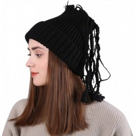Skullies & Beanies Womens Slouchy Beanie Winter Hat Knit Warm Snow Ski Skull Cap Wool Solid Manual Braid Beanie Crochet Cap -...