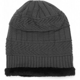 Skullies & Beanies Women Men Fashion Fleece Contrast Color Beanie Knitted Warm Winter Hats & Caps - Dark Gray - CZ18Z59RK7X $...