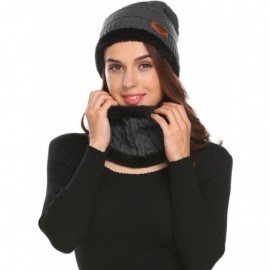 Skullies & Beanies Women Men Fashion Fleece Contrast Color Beanie Knitted Warm Winter Hats & Caps - Dark Gray - CZ18Z59RK7X $...