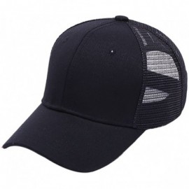Baseball Caps Ponycap Messy High Bun Ponytail Adjustable Mesh Trucker Baseball Cap Hat for Women - Black - CW18M09TLGZ $16.35