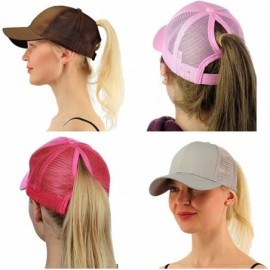 Baseball Caps Ponycap Messy High Bun Ponytail Adjustable Mesh Trucker Baseball Cap Hat for Women - Black - CW18M09TLGZ $9.50