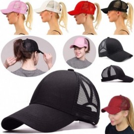 Baseball Caps Ponycap Messy High Bun Ponytail Adjustable Mesh Trucker Baseball Cap Hat for Women - Black - CW18M09TLGZ $9.50