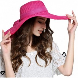 Sun Hats Women's Foldable Bowknot Straw Hat Large Wide Brim Summer Beach Sun Hat - Purple - CF12GRTSVRN $30.72