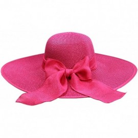 Sun Hats Women's Foldable Bowknot Straw Hat Large Wide Brim Summer Beach Sun Hat - Purple - CF12GRTSVRN $30.72