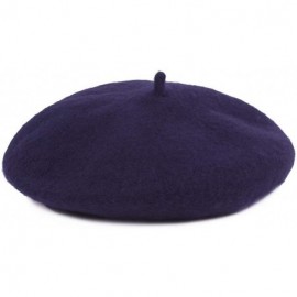Berets Women Wool Beret Hat French Artist Solid Color Beanie Cap - Navy - CC18IGDKOUC $7.41
