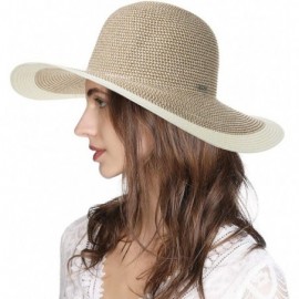 Sun Hats Floppy Straw Sun Hat UPF 50 Wide Brim Beach Summer Hats Packable - 00768coffee - C6199I0KMNH $14.92