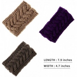 Cold Weather Headbands 3 Pack Knitted Headband Winter Crochet Chunky Ear Warmer Headwrap for Women Girls - Purple + Brown + C...