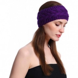 Cold Weather Headbands 3 Pack Knitted Headband Winter Crochet Chunky Ear Warmer Headwrap for Women Girls - Purple + Brown + C...
