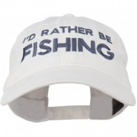 Baseball Caps I'd Rather Be Fishing Embroidered Washed Cotton Cap - White - CR11ONYW9XR $44.18