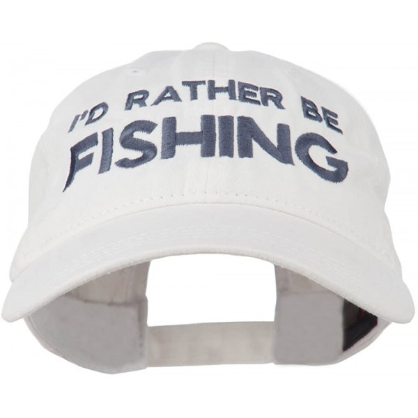 Baseball Caps I'd Rather Be Fishing Embroidered Washed Cotton Cap - White - CR11ONYW9XR $21.21