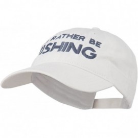 Baseball Caps I'd Rather Be Fishing Embroidered Washed Cotton Cap - White - CR11ONYW9XR $21.21