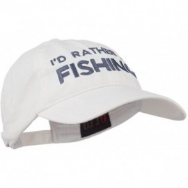 Baseball Caps I'd Rather Be Fishing Embroidered Washed Cotton Cap - White - CR11ONYW9XR $21.21