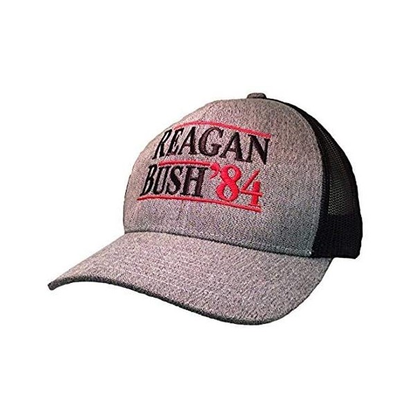 Baseball Caps Reagan Bush 84 Campaign Adult Trucker Hat - Heather Grey With Black Mesh - CW17YSQAYRZ $19.88
