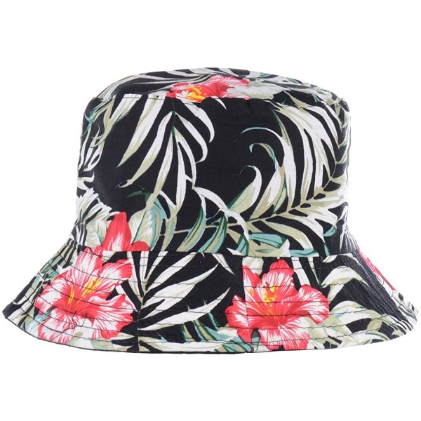 Bucket Hats Packable Reversible Black Printed Fisherman Bucket Sun Hat- Many Patterns - Vintage Wild Flower Black - C218D5H3Y...
