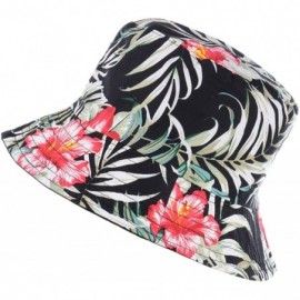 Bucket Hats Packable Reversible Black Printed Fisherman Bucket Sun Hat- Many Patterns - Vintage Wild Flower Black - C218D5H3Y...