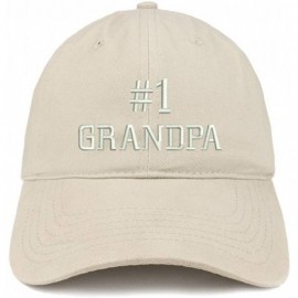 Baseball Caps Number 1 Grandpa Embroidered Soft Crown 100% Brushed Cotton Cap - Stone - CK184UUH4WD $38.82
