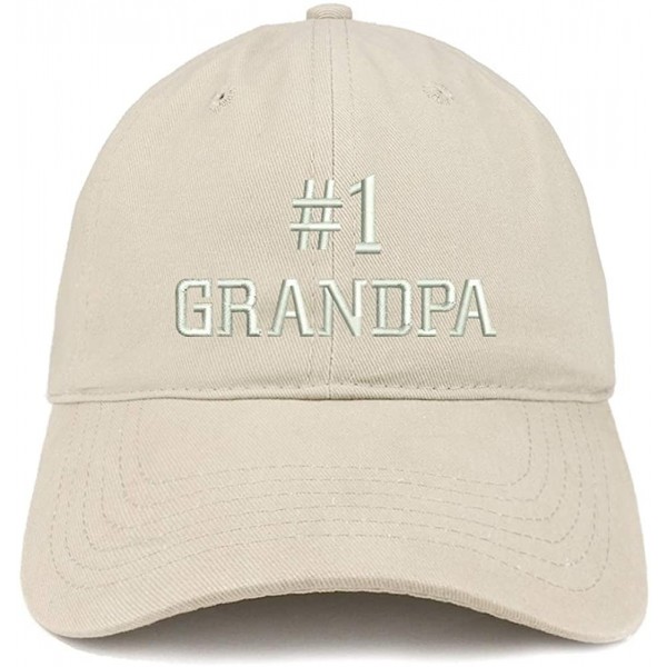 Baseball Caps Number 1 Grandpa Embroidered Soft Crown 100% Brushed Cotton Cap - Stone - CK184UUH4WD $13.96