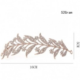 Headbands Bridal Leave Gold Tone Rhinestone Party Crown Headpiece Hair Tiara Leaves Crowns(54) - CZ18D84SCWU $10.17