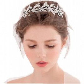 Headbands Bridal Leave Gold Tone Rhinestone Party Crown Headpiece Hair Tiara Leaves Crowns(54) - CZ18D84SCWU $10.17