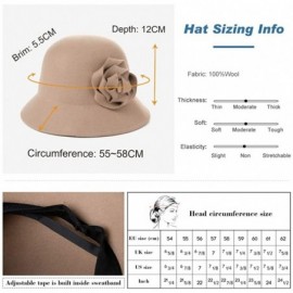 Bucket Hats Womens Wool Blend Winter Bucket 1920s Vintage Derby Hat Fedora Round Fall Bowler 55-59cm - 00790-camel - CZ18YRIR...