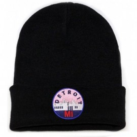 Skullies & Beanies Sk901 Detroit Patch Basic Winter Ski Beanie Hat - Black - CX186EHYR83 $16.43