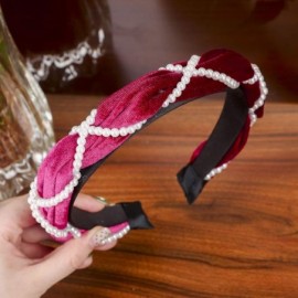 Headbands Knotted Headband Fashion Headpiece - Wine Red+grey White - CZ18W5I2X2R $12.18