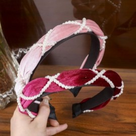 Headbands Knotted Headband Fashion Headpiece - Wine Red+grey White - CZ18W5I2X2R $12.18